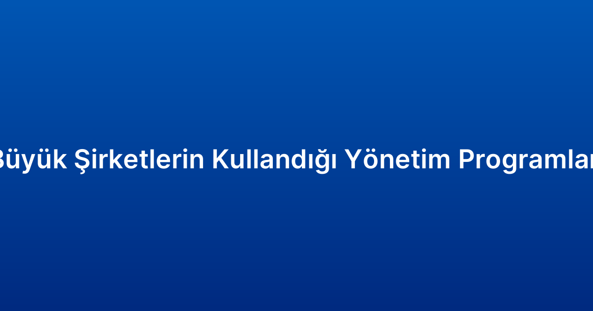 Büyük Şirketlerin Kullandığı Yönetim Programları