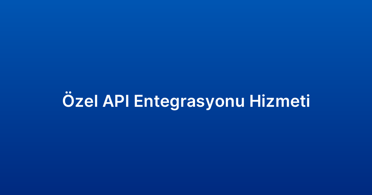Özel API Entegrasyonu Hizmeti