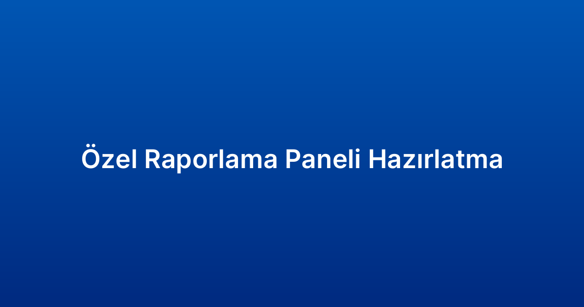 Özel Raporlama Paneli Hazırlatma