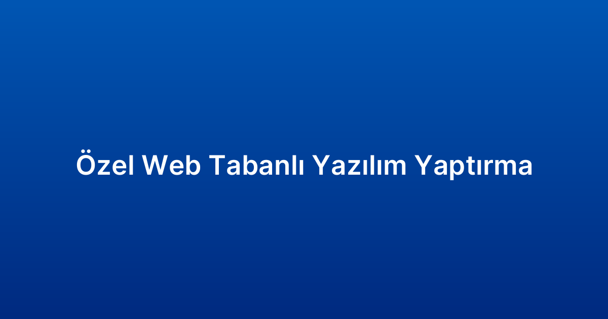 Özel Web Tabanlı Yazılım Yaptırma
