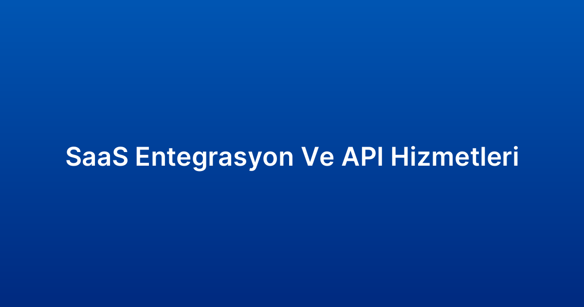 SaaS Entegrasyon Ve API Hizmetleri