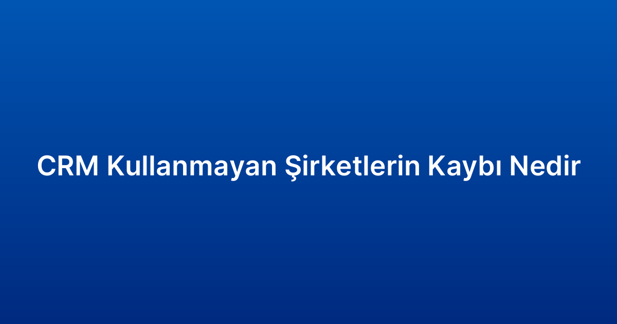 CRM Kullanmayan Şirketlerin Kaybı Nedir