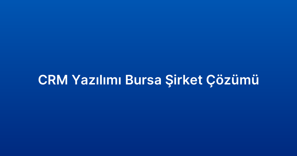CRM Yazılımı Bursa Şirket Çözümü