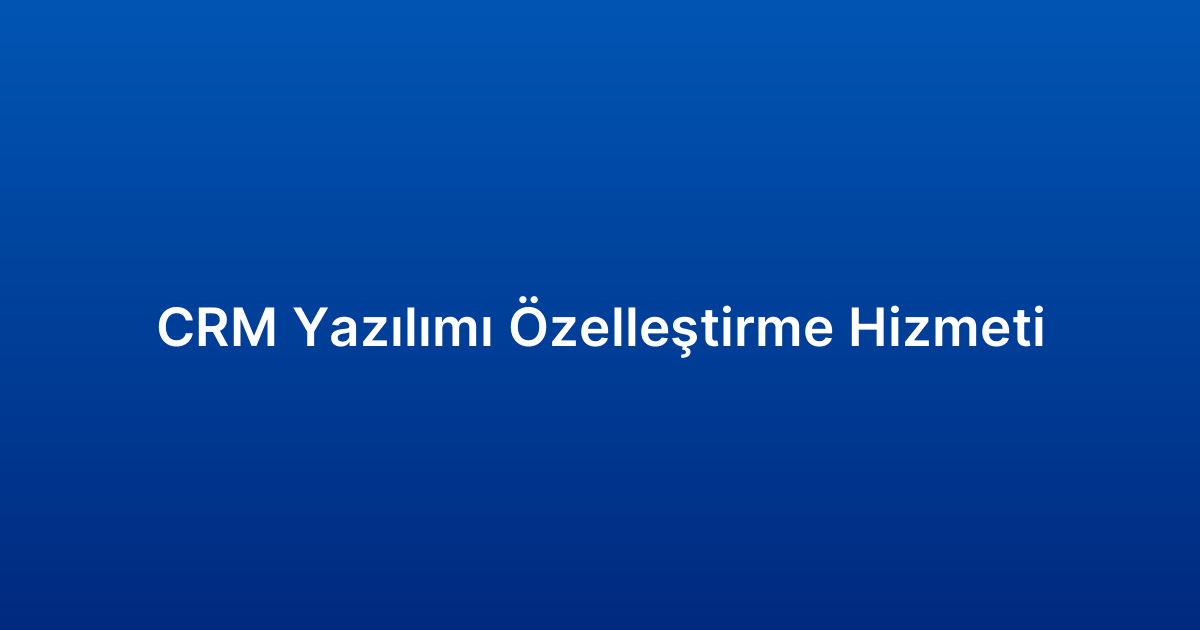 CRM Yazılımı Özelleştirme Hizmeti