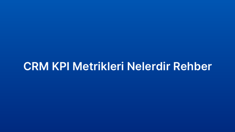 CRM KPI Metrikleri Nelerdir Rehber