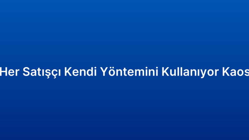 Her Satışçı Kendi Yöntemini Kullanıyor Kaos