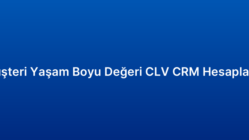 Müşteri Yaşam Boyu Değeri CLV CRM Hesaplama