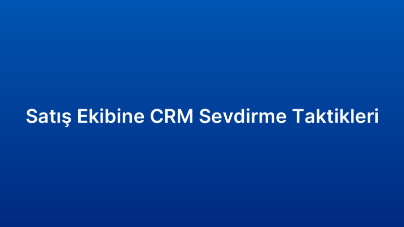 Satış Ekibine CRM Sevdirme Taktikleri