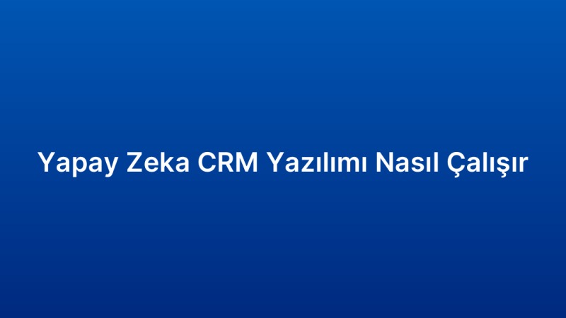 Yapay Zeka CRM Yazılımı Nasıl Çalışır