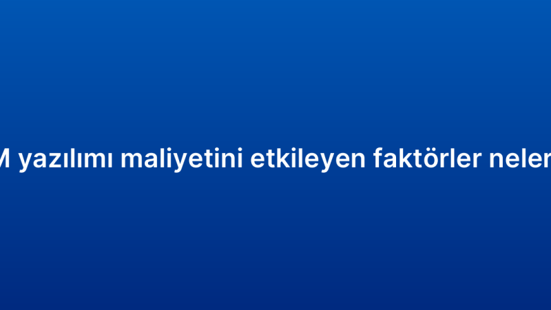 CRM yazılımı maliyetini etkileyen faktörler nelerdir?