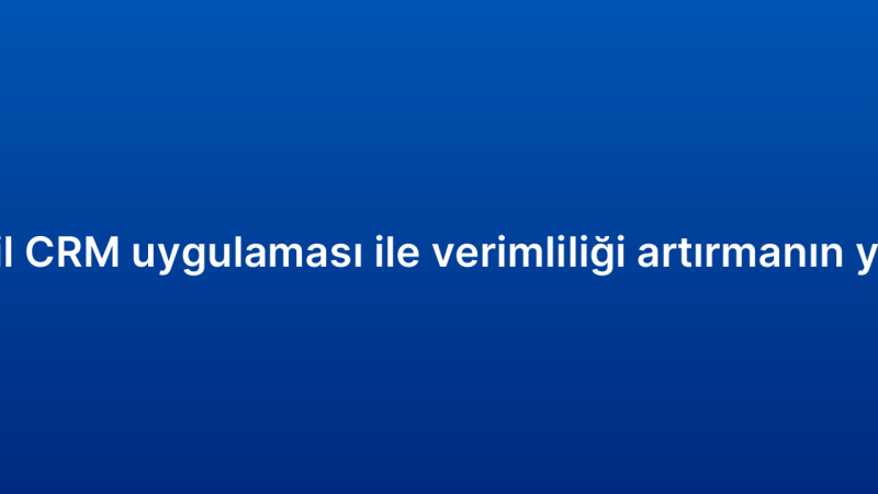 Mobil CRM uygulaması ile verimliliği artırmanın yolları